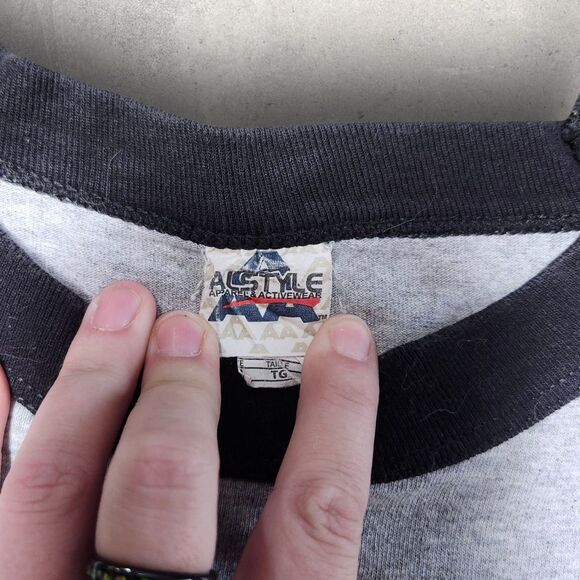 Y2K Vintage Mickey Style Hands Tee Rock Paper Scissors Raglan XL Cartooncore - Picture 8 of 9